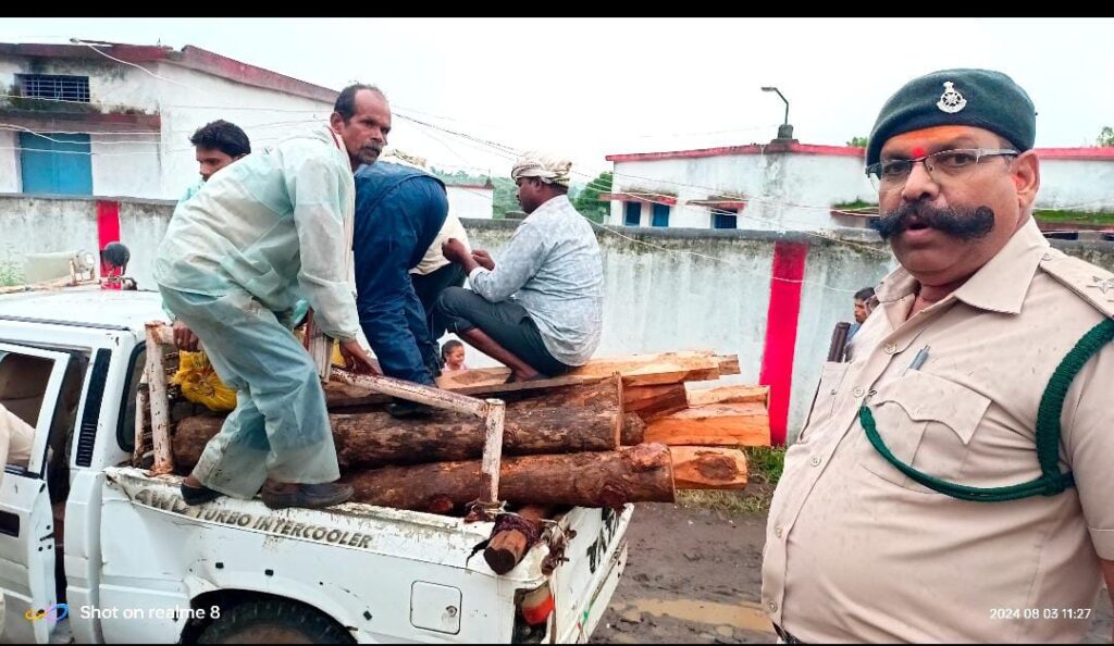 वन विभाग की बड़ी कार्यवाही करीब एक लाख की सागोन जप्तफर्नीचर बनाने के औजार भी किए जप्त